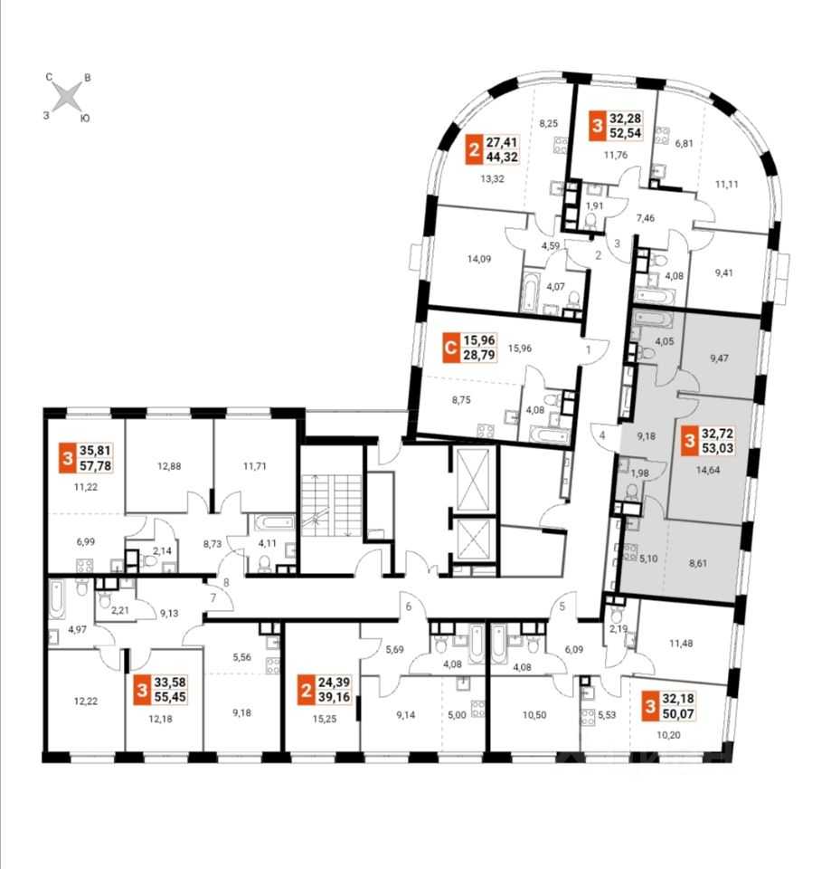 3-комнатная квартира, 53 м² — фотография 3