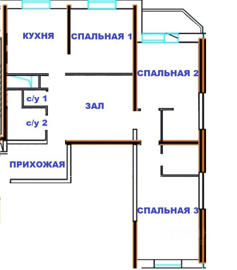 4-комнатная квартира, 95,5 м²