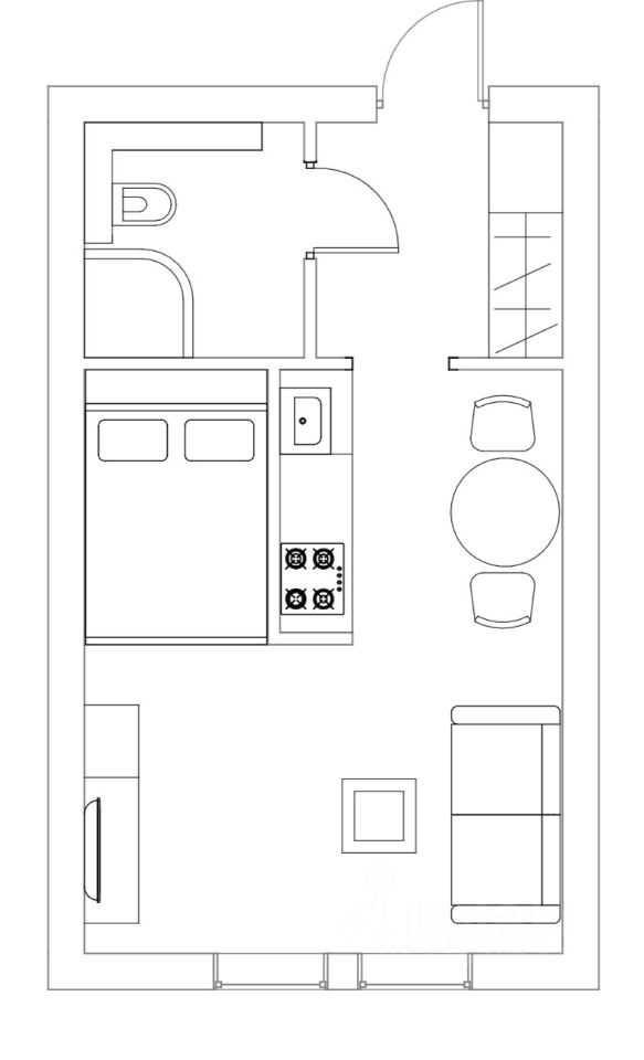 1-комнатная квартира, 26,8 м² — фотография 2